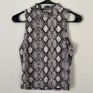 Small/Medium snake print / sleeveless turtleneck / by caution to the wind